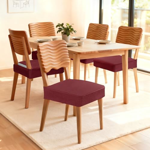 Songrey Waterproof Chair Covers for Dining Chairs, Set of 4, Wine Red - color: Wine Red