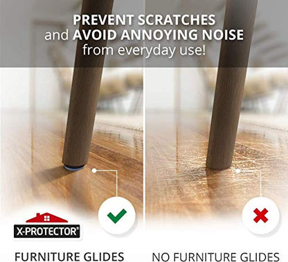 Chair Glides X-PROTECTOR – 1" Furniture Glides 40 pc – Grey Nail-on Sliders - size: 1" 40 PCS Grey