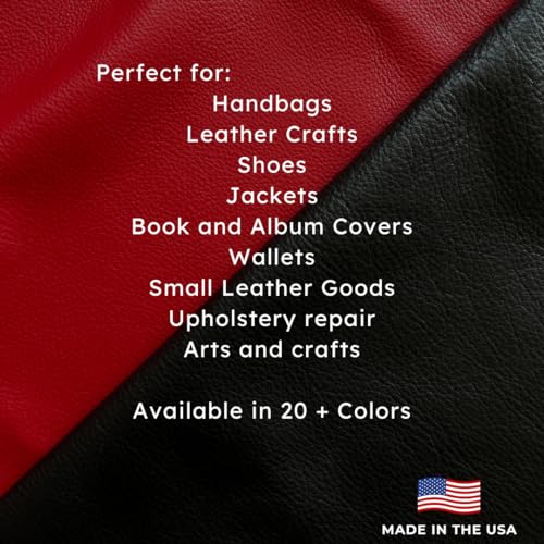 Natural Grain Cowhide Leather Skins (Red, 20 Square Feet (Full Side)) - color: Red, size: 20 Square Feet (full side)