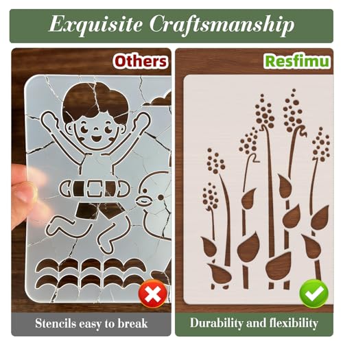 Flower Stencils for Crafts Reusable 16Pcs Stencils(7.87X7.87 Inch) - color: Flowers