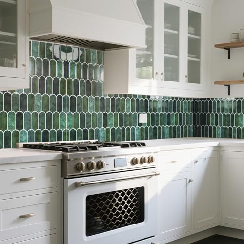 Art3d 10-Pack Arrowhead Design Tile Peel and Stick Backsplash, Dark Green - color: ‎Dark Green