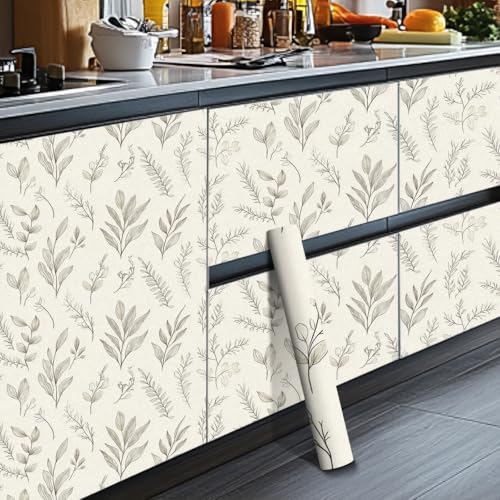 HOMETITUTE Neutral Line Art Peel Stick Wallpaper 118.1x17.7 Inch Vinyl - color: Botanical Line Art