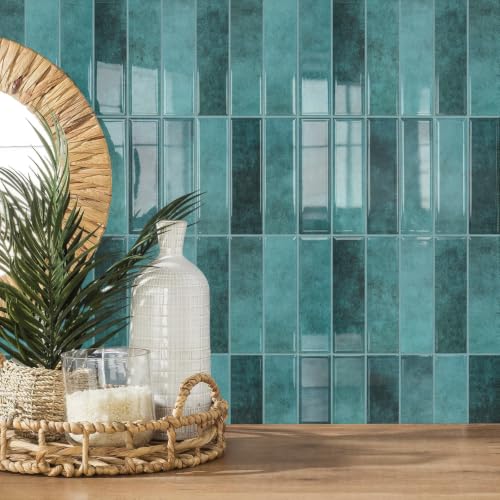 STICKGOO 10-Sheet Peel and Stick Backsplash Tile(Thicker Design) - color: Blue