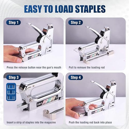 WORKPRO Upholstery Staple Gun, 3-in-1 Heavy Duty Staple Gun with Power Adjustment, 3000 pcs Staples and Stapler Remover, Manual Brad Nailer for Wood, Upholstery, Carpentry, Decoration DIY, Furniture