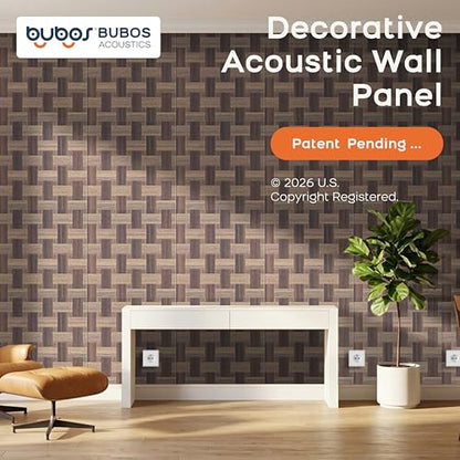 BUBOS 6 Pack Faux Wood Wall Panel,23.6"x23.6" Peel and Stick Acousitc Panel - color: GrainLoom Red Oak
