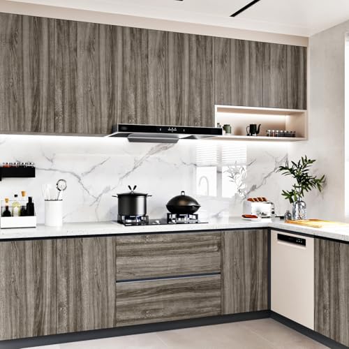 WESTICK Grayish Brown Wood Contact Paper Peel and Stick Wallpaper Wood Vinyl Wrap Waterproof Thick Wooden Grain Contact Paper for Countertops Desk Dresser Kithcen Cabinets Shelf Liner 15.8" x 393" - color: 1.brown, size: 15.8" x 394"