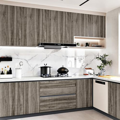 WESTICK Grayish Brown Wood Contact Paper Peel and Stick Wallpaper Wood Vinyl Wrap Waterproof Thick Wooden Grain Contact Paper for Countertops Desk Dresser Kithcen Cabinets Shelf Liner 15.8" x 393" - color: 1.brown, size: 15.8" x 394"