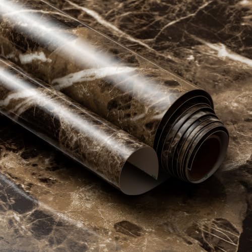 Very Berry Sticker Marble Contact Paper (Brown, 24" x 78", 1 Pack)