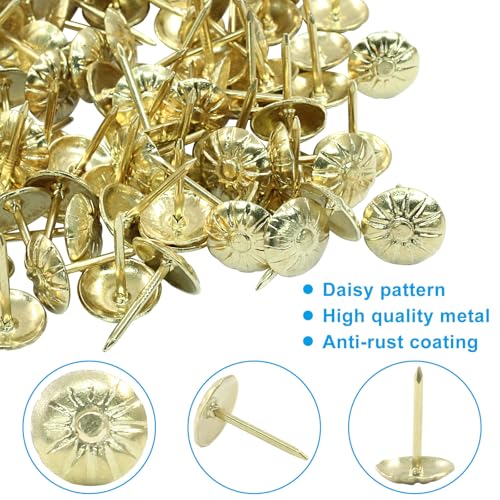 100 Pcs, 7/16 Inch Upholstery Tacks, Gold - color: Gold