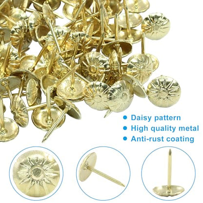 100 Pcs, 7/16 Inch Upholstery Tacks, Gold - color: Gold