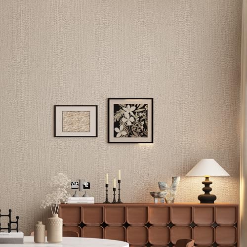Haimin Fabric Wallpaper 24" x 393" Peel and Stick Textured Contact Paper - color: Yellow and Brown