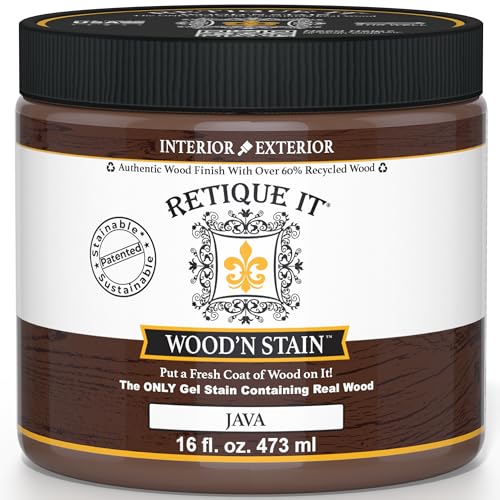 Retique It Wood'nStain - Liquid Wood Gel Stain Interior/Exterior (16 oz (Quart), Java) - color: 91 Java, size: 16 oz (Pint)