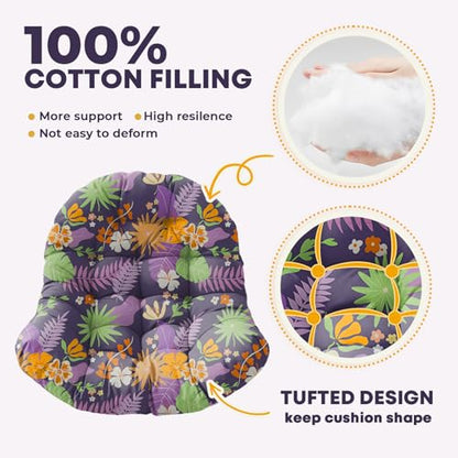 Hanging Egg Chair Cushion 47x35x7 Inches Waterproof Purple Flowers - color: 2#