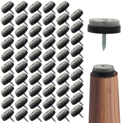 60 PCS 1" Black Screw-in Felt Pads for Chair Legs - size: 25mm-1inch-Black