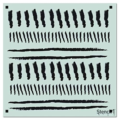 Stencil1 African Ticking Repeat Wallpaper Pattern Stencil - Reusable Quality Mylar Stencils for Painting Walls, Fabric, Furniture, Crafts, Decor - Allover Effects - 11" X 11" - color: Clear