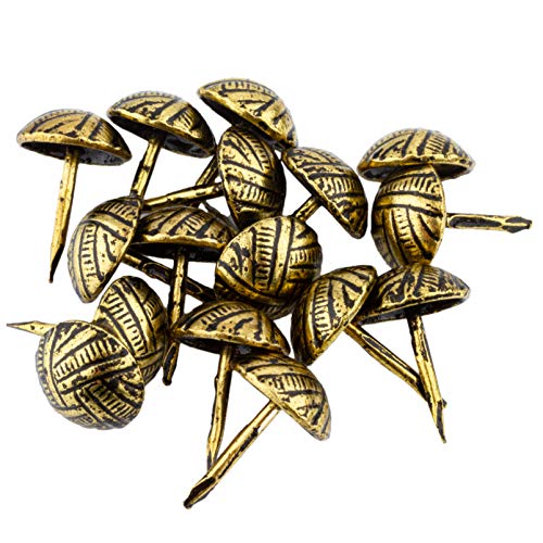 Woven Head Oxford Antique Upholstery Tacks | 7/16" Diameter X 1/2 Long | Pack of 50 | Decorative Nail Heads for Furniture | UT4-SA