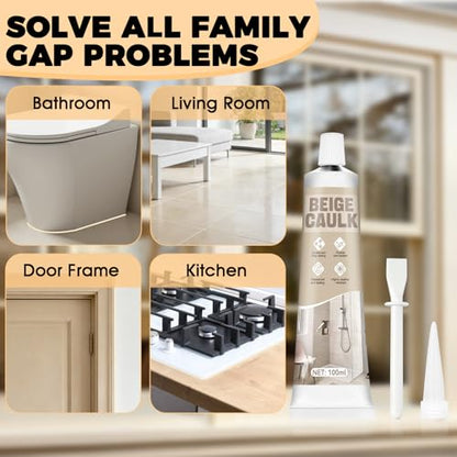 JAOJAO Beige Caulk, Waterproof & Weatherproof, Easy to Squeeze Tube, 100ml - color: Beige, size: 100ML