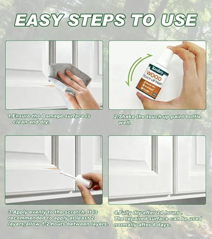 Kenbry White Wood Touch Up Paint Pen,Quick Dry Repair for Scratches & Peel - color: White
