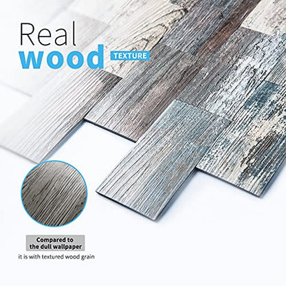 Art3d PVC Peel and Stick Backsplash Wall Tile, 10-Pack, Spruce Grey Rustic - color: Spruce-gray