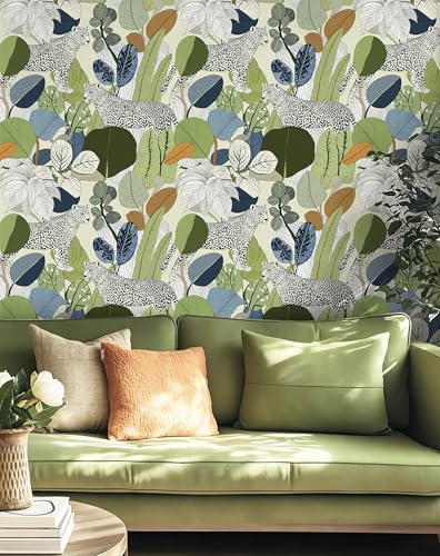 Peel and Stick Wallpaper Floral Leopard Renter Friendly Wallpaper