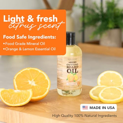 CLARK's Cutting Board Oil 8 oz, Food Grade Mineral Oil with Citrus Scent - style: Orange & Lemon Extract - 8 Oz