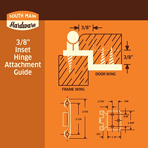 Satin Nickel 3/8-in. Inset Hinge (10-pairs) - color: Satin Nickel, size: 3/8" Inset, 10-Pack