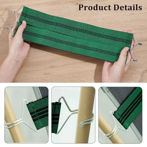 NBEADS 12 Pcs Zero Gravity Chair Replacement Belts, Heavy-Duty Polyester Elastic Support Straps 16.1x1.9Inch Reinforced Clasps for Patio Lawn Folding Recliners, Green