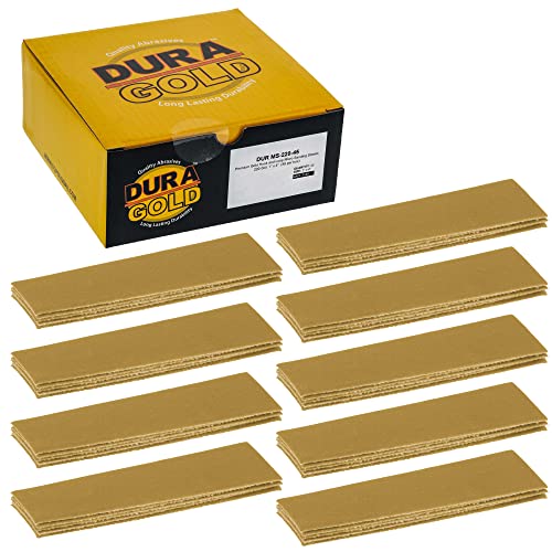 Dura-Gold Premium 1" x 4" Gold Sandpaper Micro Sheets, 220 Grit (Box of 45) - style: 220 Grit