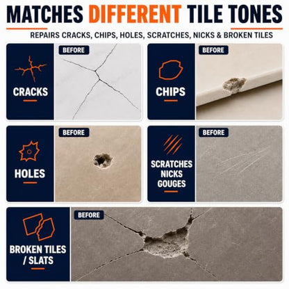 Tile & Stone Repair Kit, Putty Filler for Crack on Ceramic, Porcelain