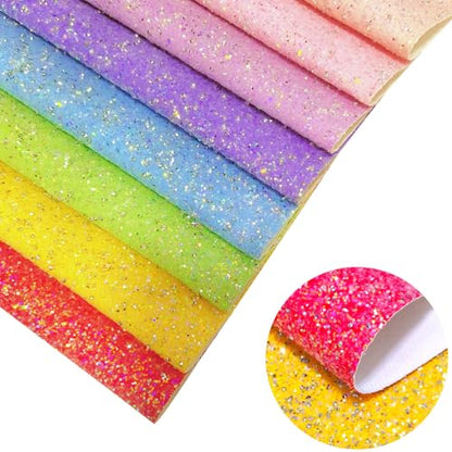 Sparkly Diamond Candy Color Chunky Glitter Fabric Sheets, Shiny Pastel Macaroon Faux Leather for DIY Crafting, 8 x 12 Inch (Diamond Candy) - color: Diamond Candy