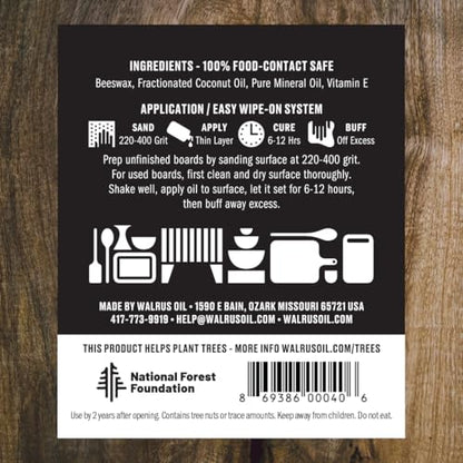 WALRUS OIL - Cutting Board Oil and Wood Wax Set. For Cutting Boards, Butcher Blocks, Wooden Spoons, and Bowls. 100% Food-Safe. - size: Set