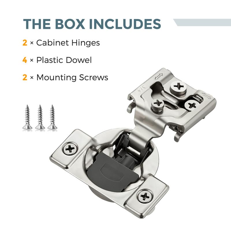 HOME EDIT 1 Pair 3/4 Inch Overlay Soft Close Cabinet Hinges Door Hinges - size: 3/4 inch Overlay