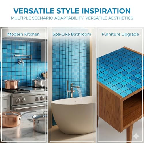 10pcs Waterproof Mosaic Wall Stickers, Blue - color: Blue