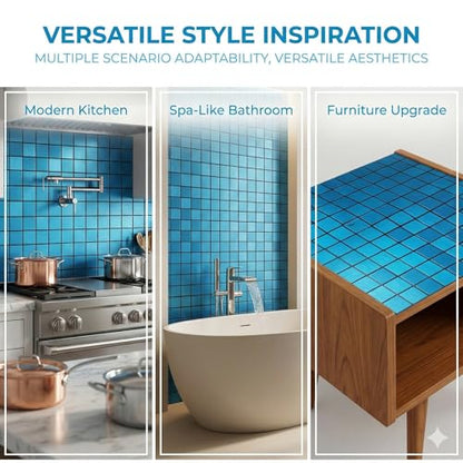 10pcs Waterproof Mosaic Wall Stickers, Blue - color: Blue