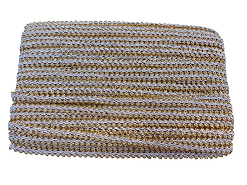 3/8 Inch Gimp Braid Trim 50 Yards for Upholstery Costume DIY Crafts (1327 Light Gold White) - color: Light Gold White