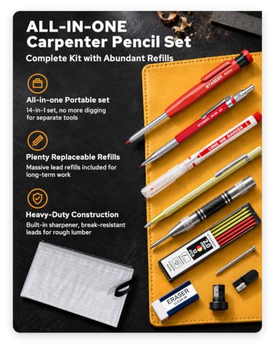 STAGEEK 17-in-1 Carpenter Pencils Set, Mechanical Pencils for Construction