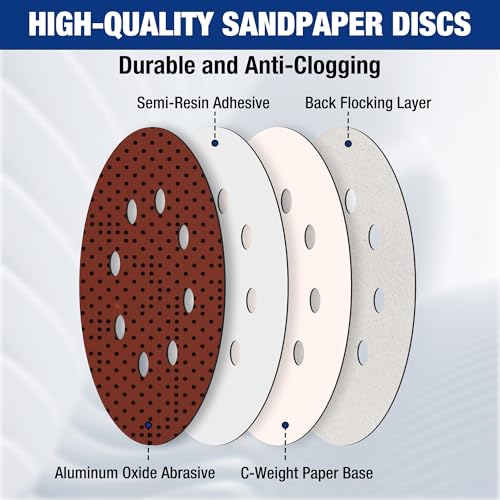 WORKPRO Sanding Discs, 5-Inch 60 Grit 8-Hole Hook and Loop, 150 Pack - style: 150PCS 5 Inch 60 Grit