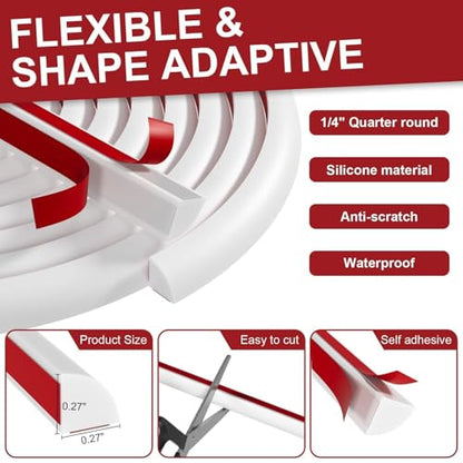 1/4 in x 40 ft Peel and Stick Quarter Round Molding, White - color: White, size: 1/4 in x 40 ft