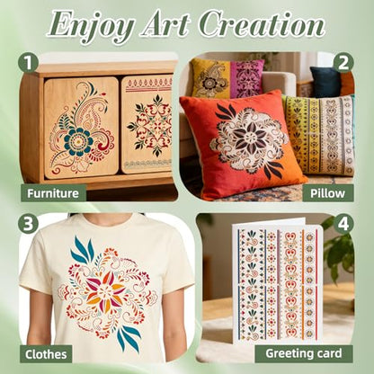 Mandala Stencils for Crafts Reusable 12Pcs Stencils(11.4X8.2 Inch) - color: Mandala