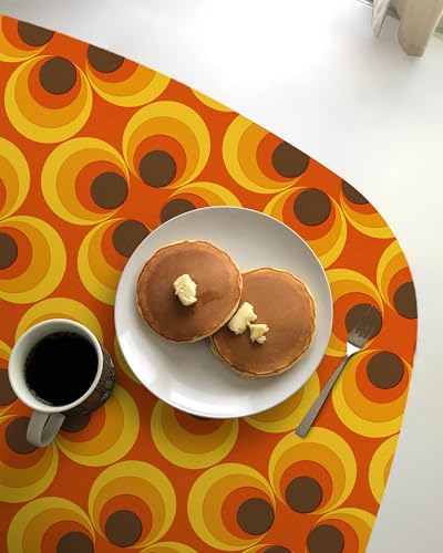 壁紙屋本舗 Retro 70s Groovy Peel and Stick Wallpaper Removable Orange 9in×19.7ft - color: Orange