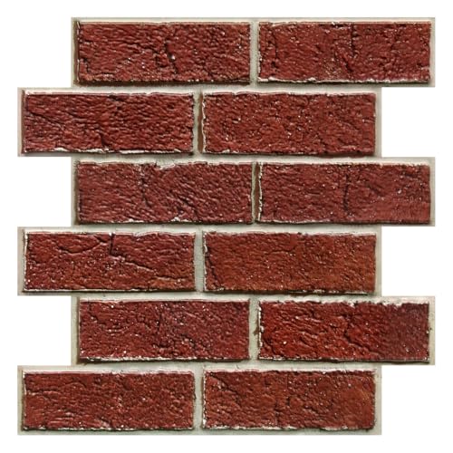 COMSTICKC 3D Peel and Stick Faux Brick Wall Panels for Quick DIY Wall Decor - color: Retro Red-1