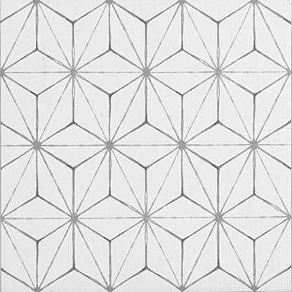 FloorPops Kikko White/Off-White Peel and Stick Floor Tiles - size: 60"L x 24"W x 0.06"T