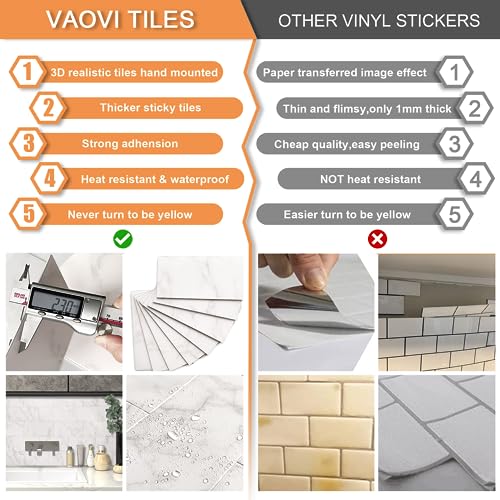 VAOVI Matte Peel and Stick Tiles Bathroom Wall(23pcs,Carrara White) - color: Carrara White
