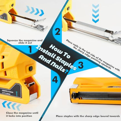Cordless 18 Gauge Brad Nailer Compatible with 20V Battery, 2-in-1 Brad Nailer/Narrow Crown Stapler, Electric Nail Gun with Nails/Staples, Dual Mode Framing Nail Gun for Trim Wood Crafting - No Battery