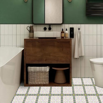 HOMETITUTE Wildflower 12x12 Inch Vinyl Flooring Peel and Stick Floor Tiles - color: Blue, Purple