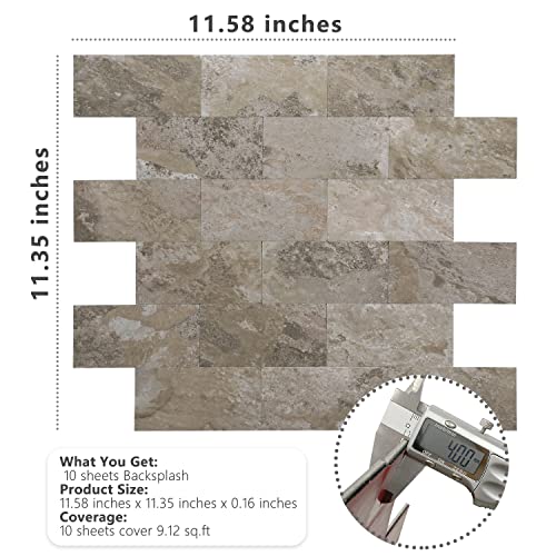 STICKGOO 10-Sheet Subway Tile Peel and Stick Backsplash, Rust Slate - color: Rust Slate
