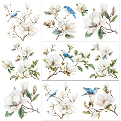 3 Sheet Vintage Magnolia Rub on Transfers for Crafts Furniture - style: Magnolia Theme 1