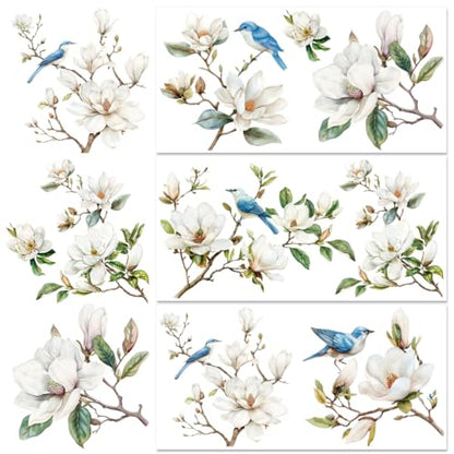 3 Sheet Vintage Magnolia Rub on Transfers for Crafts Furniture - style: Magnolia Theme 1