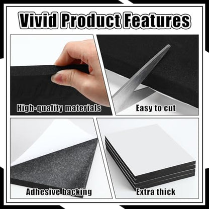 4 Pcs 1/2" Thick Foam Padding Sheet with Adhesive Backing Block - color: Black, size: 0.5 Inch Thick, 12 x 8 Inches