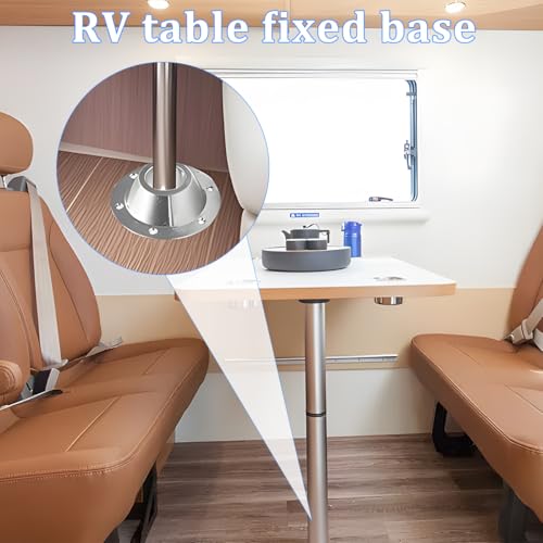 Zpana 2PCS RV Table Base Mount, Aluminum Camper Round Pedestal Floor Mounting Base Plate with 6 Installing Holes, Motorhome Flush Mount Table Leg Flange Bracket, Fits Camper Trailer RV (Silver) - color: Silver